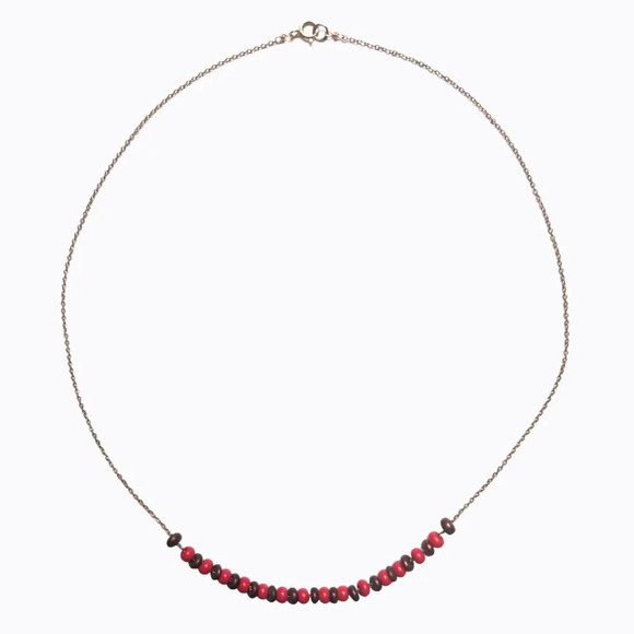 Set of 2 Necklaces | White Bead | Red & Brown Beaded | Handmade Beaded Jewelry - Picture 4 of 6